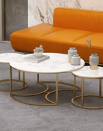 Bloomart Vibing Modern Contemporary Metal Base Marble Finish Laminated Top Nesting Coffee Table ( Set of 3 )