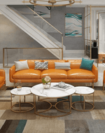Bloomart Vibing Modern Contemporary Metal Base Marble Finish Laminated Top Nesting Coffee Table ( Set of 3 )