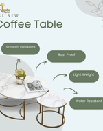 Bloomart Vibing Modern Contemporary Metal Base Marble Finish Laminated Top Nesting Coffee Table ( Set of 3 )