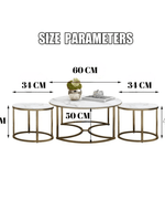 Bloomart Vibing Modern Contemporary Metal Base Marble Finish Laminated Top Nesting Coffee Table ( Set of 3 )
