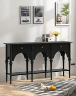 Nexus Premium Console Table and 3 Spacious Storage Drawers with Frame (Walnut Finish)