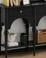 Nexus Premium Console Table and 3 Spacious Storage Drawers with Frame (Walnut Finish)
