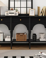 Nexus Premium Console Table and 3 Spacious Storage Drawers with Frame (Walnut Finish)