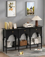 Nexus Premium Console Table and 3 Spacious Storage Drawers with Frame (Walnut Finish)