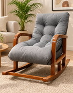 Wooden Bloomart Rocking Chair with Cushioned Seat | Modern Living Room Accent Chair Product Description: