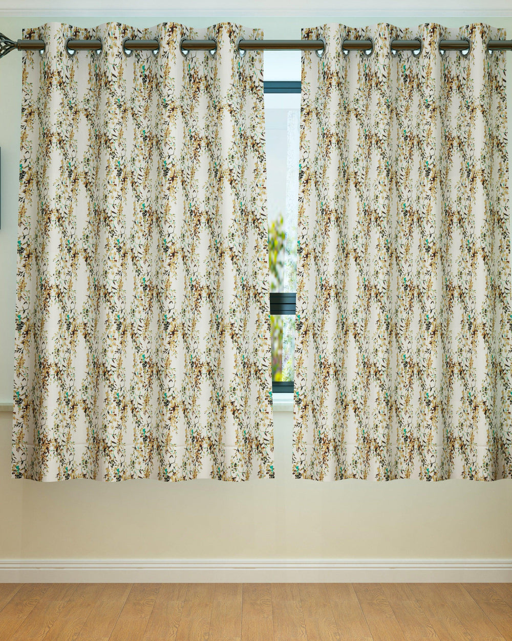 Fabrahome Light Filtering 4.5 Ft Holland Fabric Window Curtain ( Mustard ) - Bloomart
