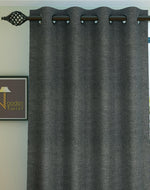 Fabrahome Light Filtering 10 Ft Rectangular Jute Fabric Curtain ( Dark Grey ) - Bloomart