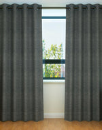 Fabrahome Light Filtering 7 Ft Rectangular Jute Fabric Curtain ( Dark Grey ) - Bloomart