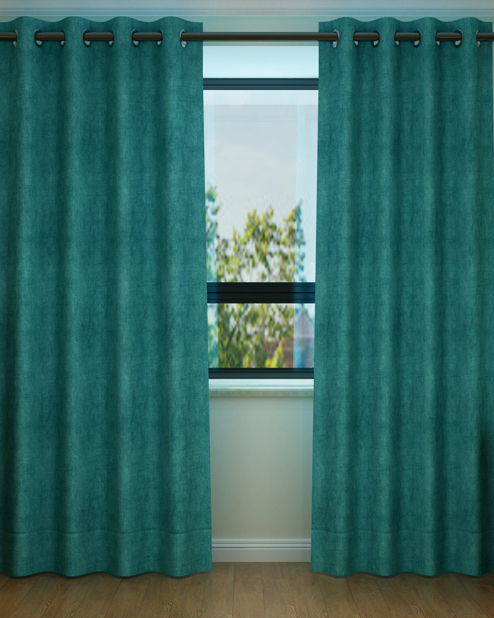 Fabrahome Light Filtering 7 Ft Rectangular Sweat Fabric Curtain ( Green ) - Bloomart