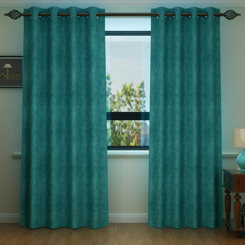Fabrahome Light Filtering 10 Ft Rectangular Suede Fabric Curtain ( Green ) - Bloomart