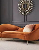 Bloomart Heloev Modern Curved 3-Seater Chaise Lounge Sofa with Velvet Upholstery, Rounded Arms for Living Room