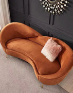 Bloomart Heloev Modern Curved 3-Seater Chaise Lounge Sofa with Velvet Upholstery, Rounded Arms for Living Room