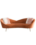 Bloomart Heloev Modern Curved 3-Seater Chaise Lounge Sofa with Velvet Upholstery, Rounded Arms for Living Room