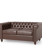 Bloomart Greek Modern Handmade Button Tufted Leatherette Chesterfield 2 Seater Sofa