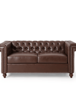 Bloomart Greek Modern Handmade Button Tufted Leatherette Chesterfield 2 Seater Sofa