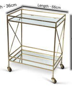 Aramis Solid Metal Tuffen Glass Top Bar Cart Trolley