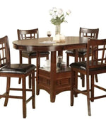 Handmade Counter Height Dining Table Set with Comfort Leatherette Chairs
