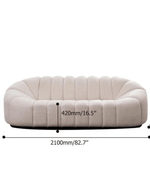 Bloomart Collin Contemporary Style Boucle  Modern Oval Shape 3 Seater Sofa (Off-White)