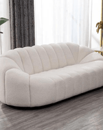 Bloomart Collin Contemporary Style Boucle  Modern Oval Shape 3 Seater Sofa (Off-White)