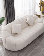 Bloomart Collin Contemporary Style Boucle  Modern Oval Shape 3 Seater Sofa (Off-White)