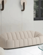 Bloomart Collin Contemporary Style Boucle  Modern Oval Shape 3 Seater Sofa (Off-White)