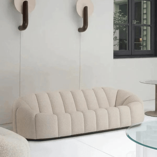 Bloomart Collin Contemporary Style Boucle  Modern Oval Shape 3 Seater Sofa (Off-White)
