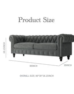 Graceful 3 Seater Velvet Rolled Arm Chesterfield Sofa