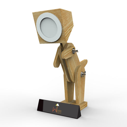 Wooden Dinosaur Shaped LED Lamp (Pinewood)