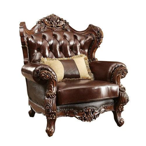 Bloomart Wide Tufted Leatherette Arm Sofa (Dark Brown)