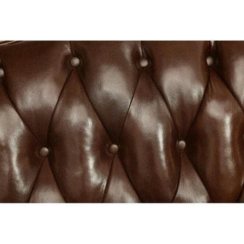 Bloomart Wide Tufted Leatherette 3 Seater Sofa Dark Brown with 2 Pillows