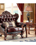 Bloomart Wide Tufted Leatherette Arm Sofa (Dark Brown)