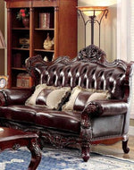 Bloomart Wide Tufted Leatherette 3 Seater Sofa Dark Brown with 2 Pillows