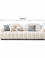 Bloomart ELARA Ribbed Boucle 3-Seater Sofa – Modern Curved Designer Couch for Luxury Living Rooms