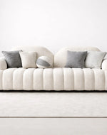 Bloomart ELARA Ribbed Boucle 3-Seater Sofa – Modern Curved Designer Couch for Luxury Living Rooms
