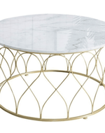 Bloomart Eivin Stylish Marble Finish Laminated Top Wrought Iron Coffee Table for Modern Living Room Decor