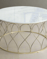 Bloomart Eivin Stylish Marble Finish Laminated Top Wrought Iron Coffee Table for Modern Living Room Decor