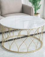 Bloomart Eivin Stylish Marble Finish Laminated Top Wrought Iron Coffee Table for Modern Living Room Decor