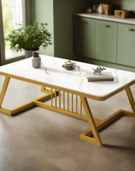 Bloomart Klyvorn Stylish Rectangular Coffee Table with Marble-Like Finish Modern & Elegant for Living Room Décor