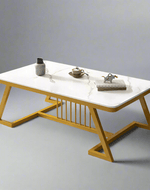 Bloomart Klyvorn Stylish Rectangular Coffee Table with Marble-Like Finish Modern & Elegant for Living Room Décor