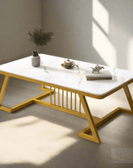 Bloomart Klyvorn Stylish Rectangular Coffee Table with Marble-Like Finish Modern & Elegant for Living Room Décor