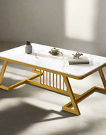 Bloomart Klyvorn Stylish Rectangular Coffee Table with Marble-Like Finish Modern & Elegant for Living Room Décor