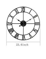 Black Roman Metal Wall Clock 24Inch