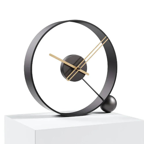 Elegant silver  metal desk clock