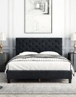 Modern Upholstered Platform Queen Size Bed (Teak Wood)