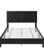 Modern Upholstered Platform Queen Size Bed (Teak Wood)
