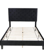Modern Upholstered Platform Queen Size Bed (Teak Wood)