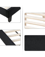 Modern Upholstered Platform Queen Size Bed (Teak Wood)