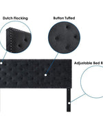 Modern Upholstered Platform Queen Size Bed (Teak Wood)