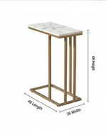 Bloomart Modern Golden Side Table with White Marble Finish  Laminated Top for Living Room