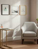 Bloomart Modern Golden Side Table with White Marble Finish  Laminated Top for Living Room